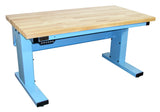 Electric Height Adjust Base Bench with 1.75" Solid Maple Surface